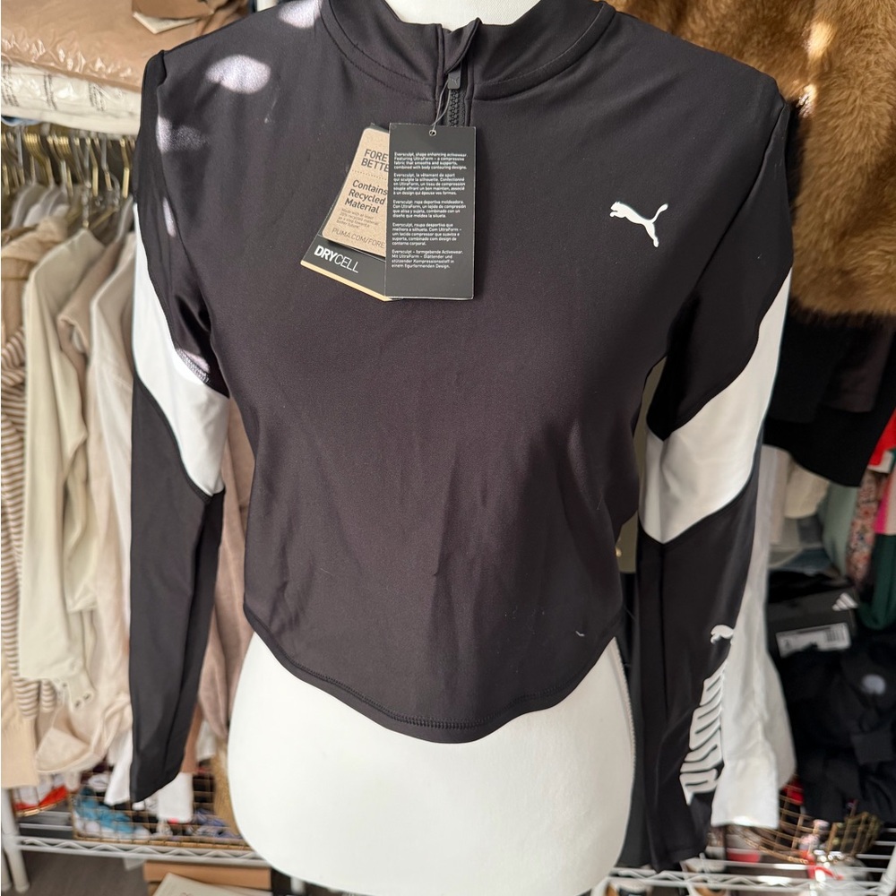 Puma Women's Black and White Long Sleeve Top